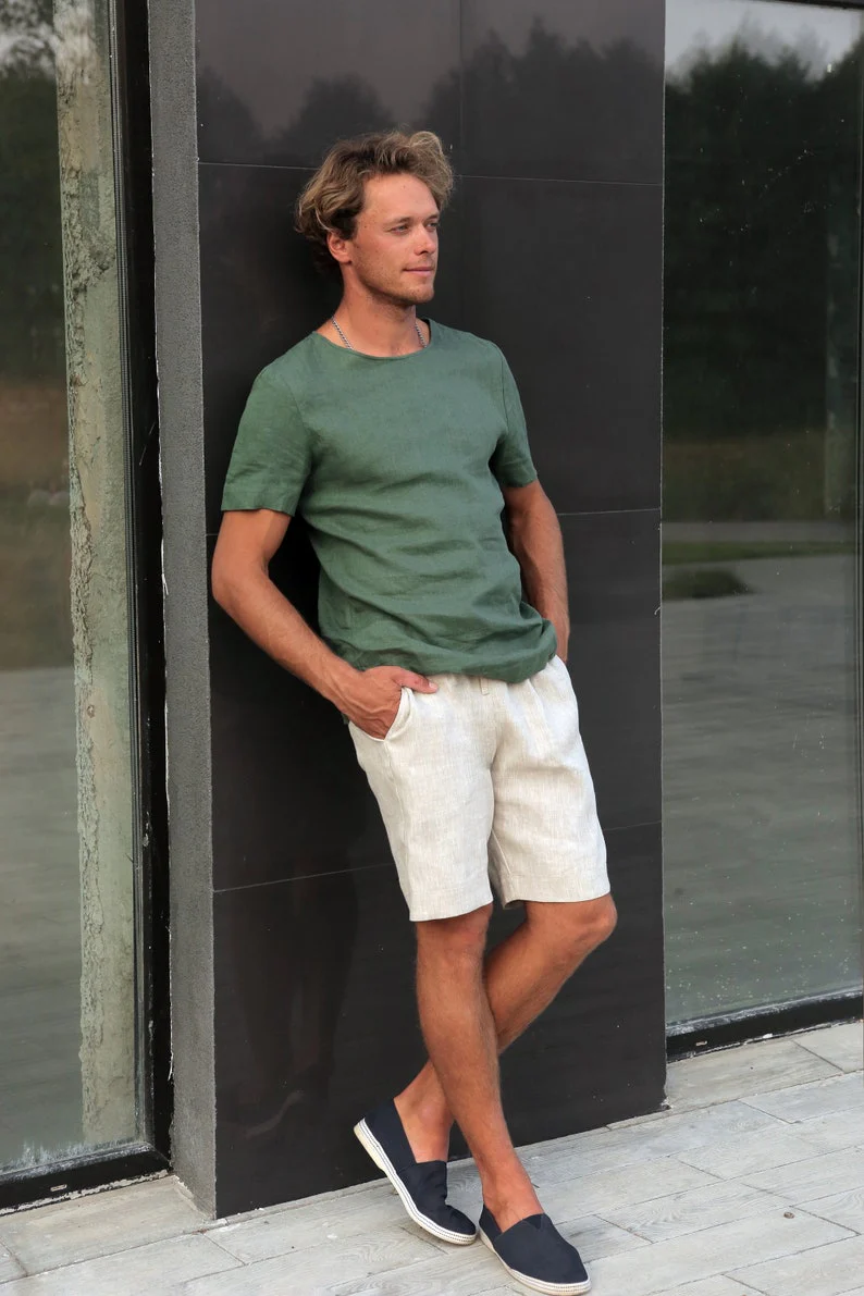 Old Money Linen Shorts – Beige - Image 4